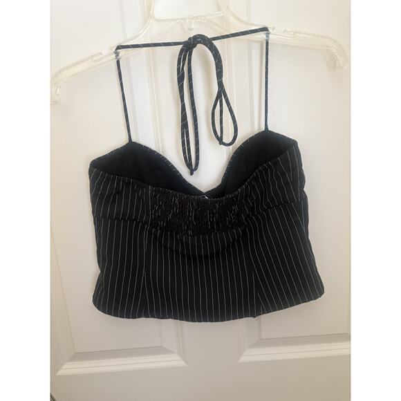 PRINCESS POLLY Luca Pin Stripe 2 Pc SET Crop Top Mini Skirt Size 4 MOB MISTRESS - Picture 2 of 6